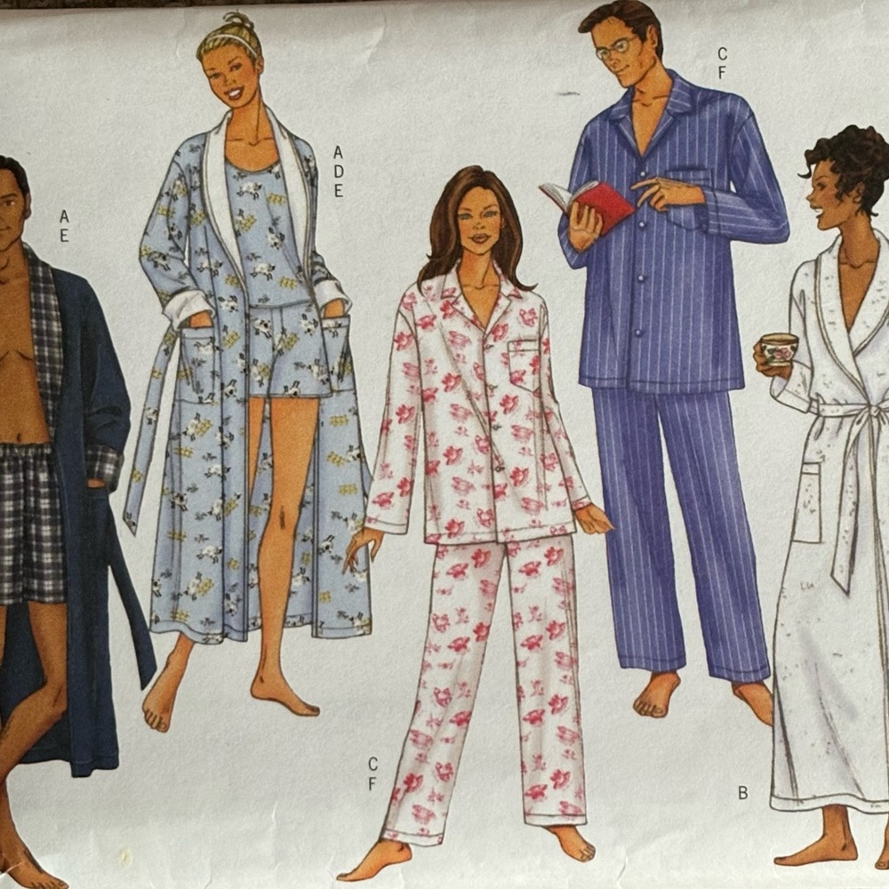 Butterick 6837 Unisex PJ Robe Grown Shorts size  L-XL